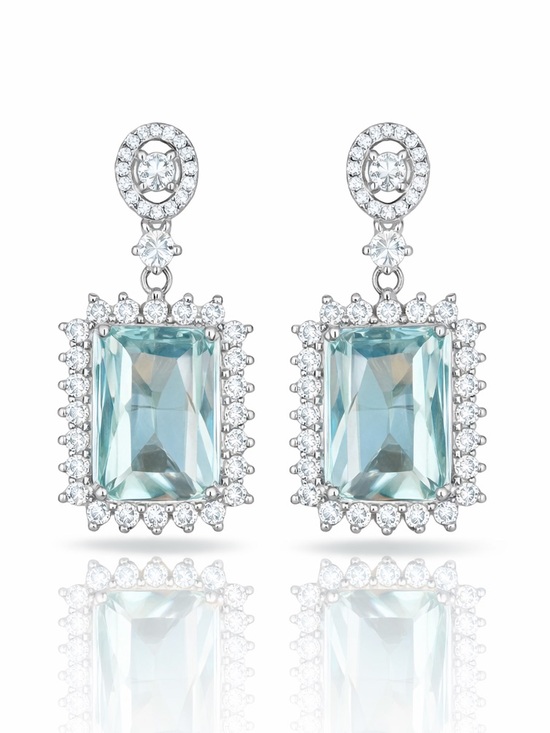 Jewelry - Aquamarine & Crystal Dangle Earrings